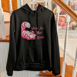 Black Hoodie with Cheshire Cat Graphic